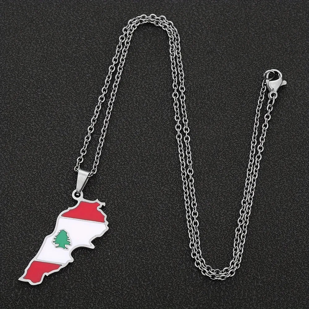 Lebanon Map Flag Necklace